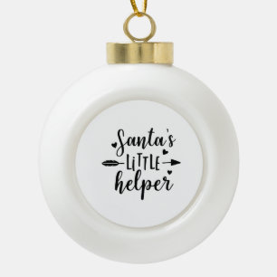 Santa's Little Helper Pregnancy Announcement Ceramic Ball Christmas Ornament