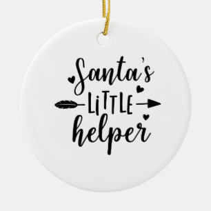 Santa's Little Helper Pregnancy Announcement Ceramic Ornament
