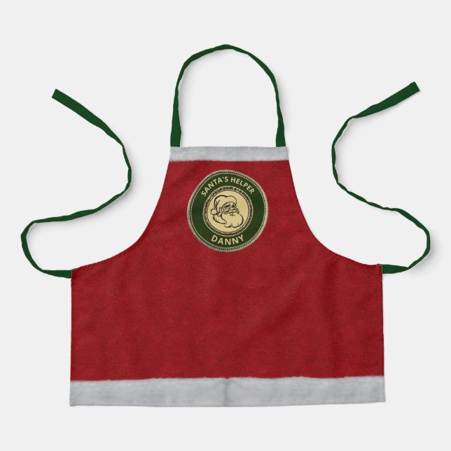 Santa's Little Helper w/Name (& Photo, if avail.) Apron (Front)