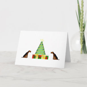 Santa's little helpers Airedale Christmas card