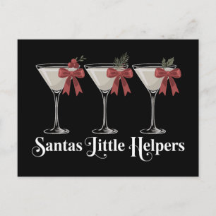 Santas Little Helpers Christmas Martini Cocktails Holiday Postcard