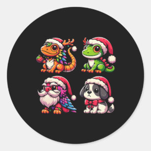 Santa's Little Helpers Cute Animal Christmas Colle Classic Round Sticker