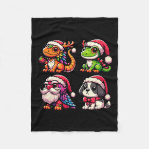 Santa's Little Helpers Cute Animal Christmas Colle Fleece Blanket