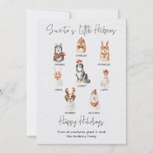 Santa's little helpers Dog Reindeer names Holiday Card