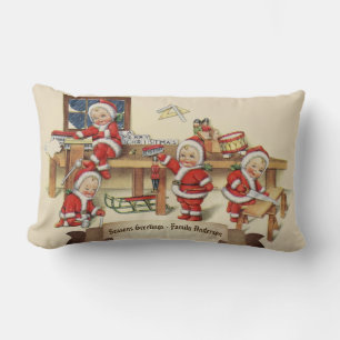 Santas Little Helpers VINTAGE decorative Custom Lumbar Cushion
