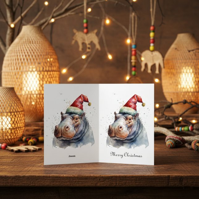 Santa's Little Hippo, custom Foil Holiday Card (Creator Uploaded)