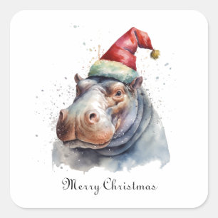 Santa's Little Hippo, custom Square Sticker