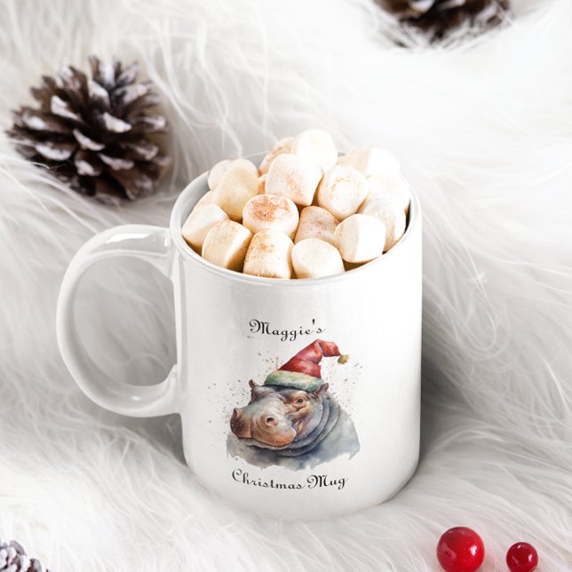Santa's Little Hippo, custom Two-Tone Coffee Mug (Creator Uploaded)