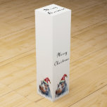 Santa's Little Hippo, custom Wine Box<br><div class="desc">Present your festive libations with unparalleled charm this holiday season using our "Santa's Little Hippo" custom wine box. This delightful box beautifully frames your chosen bottle, showcasing the heartwarming watercolor hippo, cheerfully sporting his Santa hat, and adding an extra layer of whimsical elegance to your gift. It transforms a simple...</div>