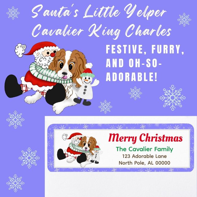 Santa's Little Yelper Cavalier King Charles Return Address Label (Creator Uploaded)