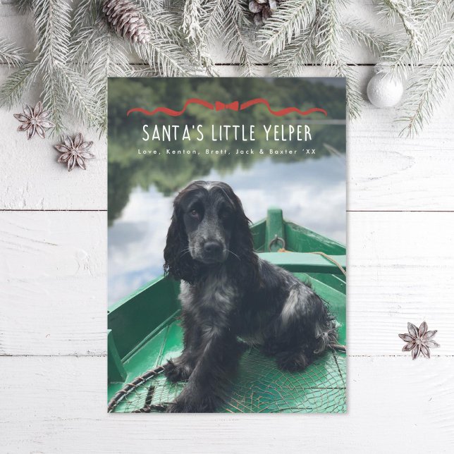Santa's Little Yelper Cute Dog Christmas Photo Holiday Card (Creator Uploaded)