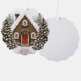 Santa's Lodge Tree Decoration Card