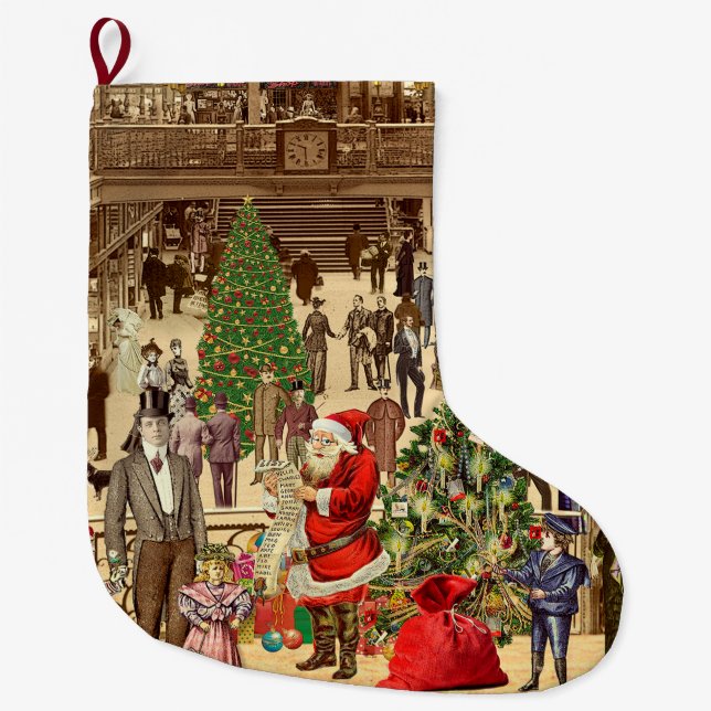 Santa's Long List Large Christmas Stocking (Front)