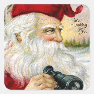 Santa's Looking at You Square Sticker