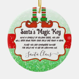 Santa's Magic Key Christmas Elf Note for kids Ceramic Ornament