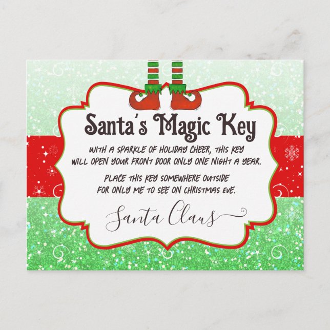 Santa's Magic Key Christmas Elf Note for kids Postcard (Front)