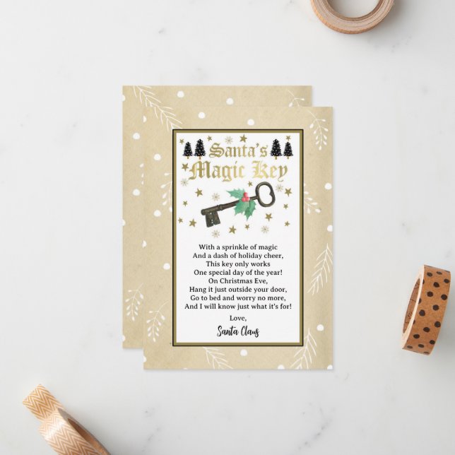 Santa's Magic Key Poem Card For Holidays Christmas (Front/Back In Situ)