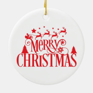 Santa's Magical Flying Reindeer Names   Christmas Ceramic Ornament