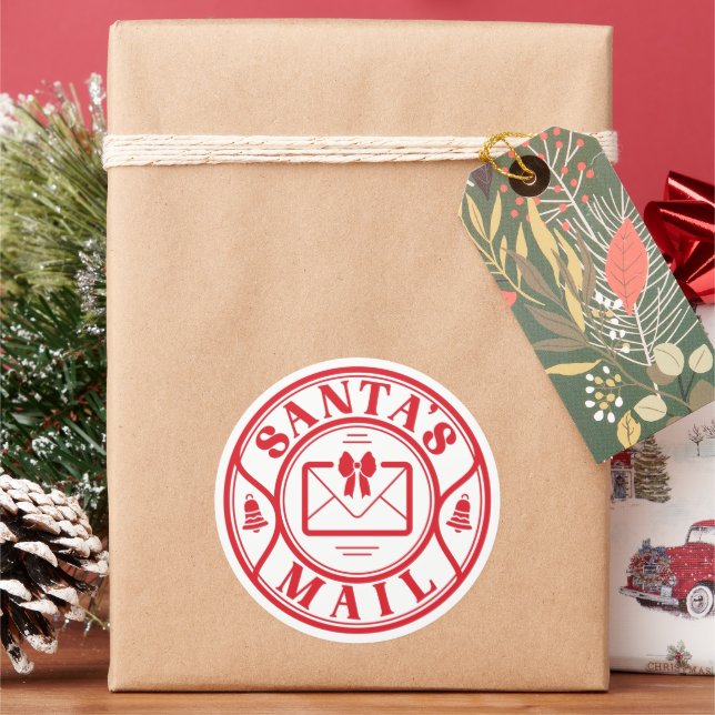 Santa's Mail  Classic Round Sticker (Holiday)