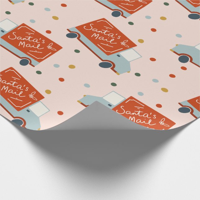 Santa's Mail Truck Illustration Wrapping Paper (Corner)