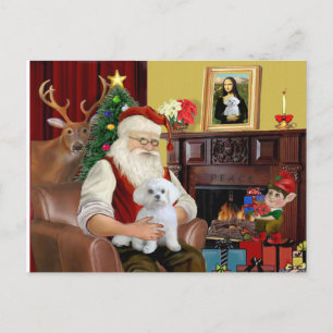 Santa's Maltese Holiday Postcard