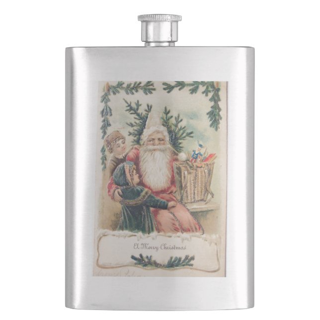 Santa's Merry Christmas Hip Flask (Front)