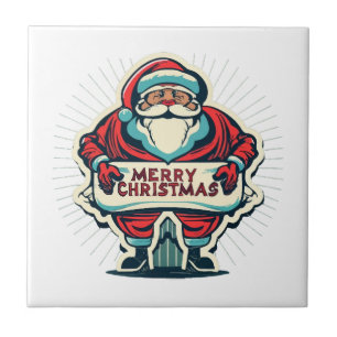 Santa's Merry Message Spreading Christmas Joy Ceramic Tile