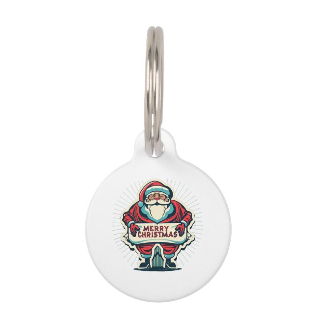 Santa's Merry Message Spreading Christmas Joy Pet Tag (Front)