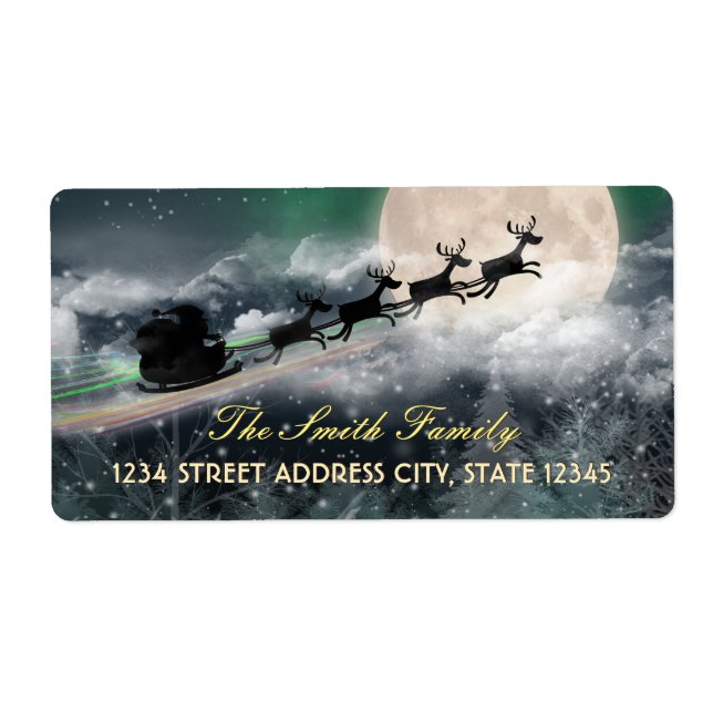Santa's Midnight Ride Xmas Address Shipping Labels (Front)