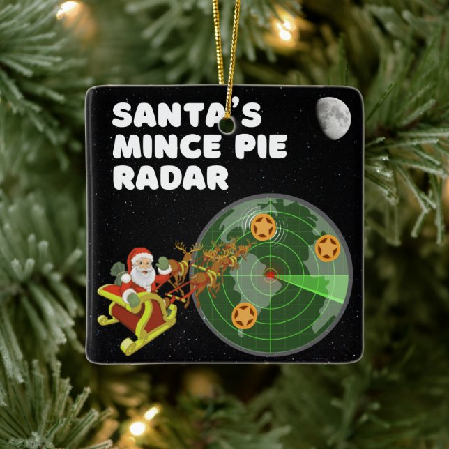 Santa's Mince Pie Radar Ceramic Ornament (Tree)