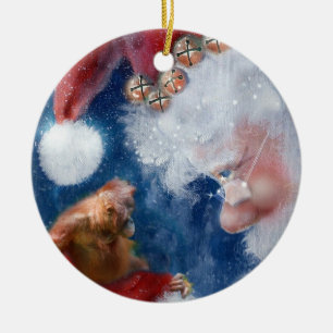 Santa's Monkey Business Charity Ceramic Tree Decoration
