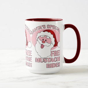 Santa's Moustache Rides mug - choose style, colour