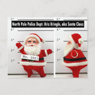 Santa's Mug Shot Holiday Postcard
