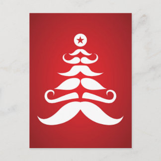 Santa's Mustache Christmas Tree Holiday Postcard