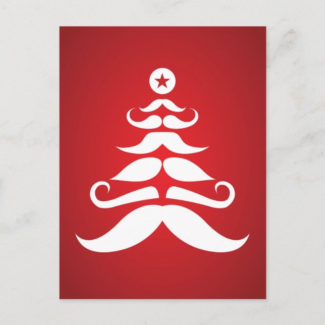 Santa's Mustache Christmas Tree Holiday Postcard (Front)