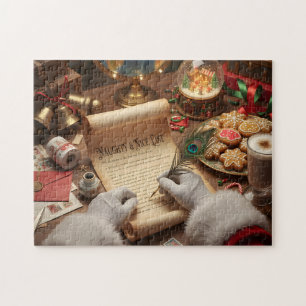 Santas Naughty and Nice List Christmas Desk Scene Jigsaw Puzzle