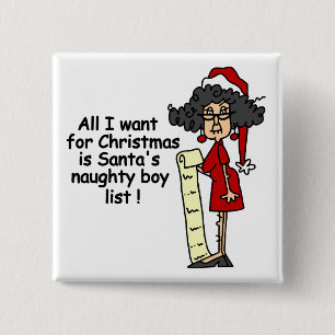 Santa's Naughty Boy List 15 Cm Square Badge