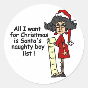 Santa's Naughty Boy List Classic Round Sticker