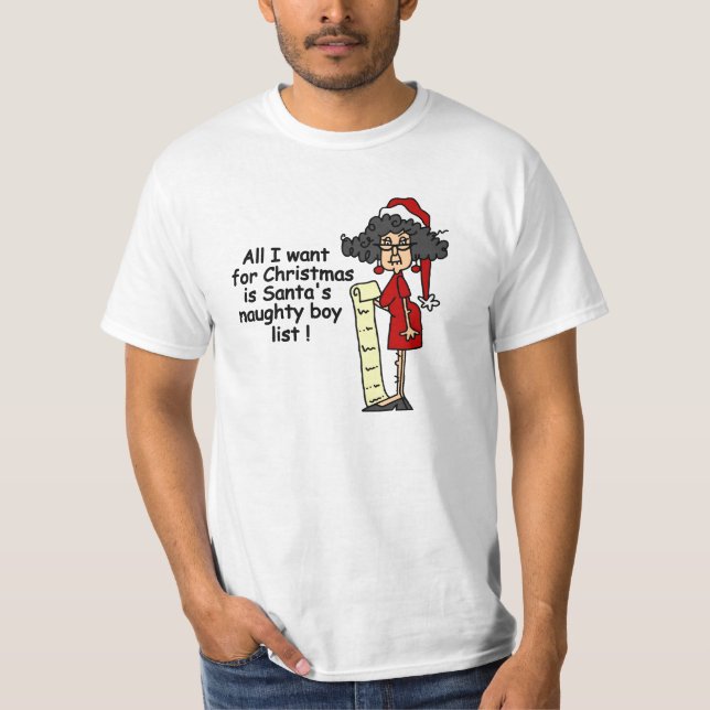 Santa's Naughty Boy List T-Shirt (Front)