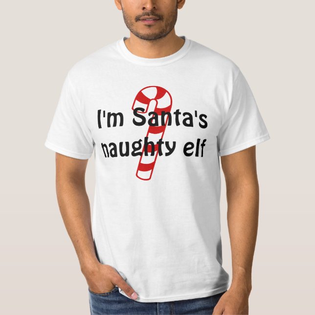 Santas naughty elf Christmas t shirt (Front)