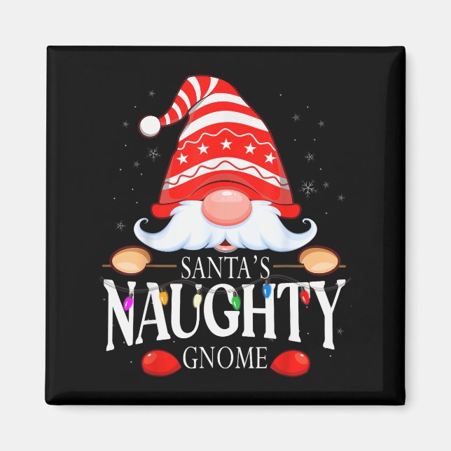Santa's Naughty Gnome Matching Christmas Pajama  Magnet (Front)