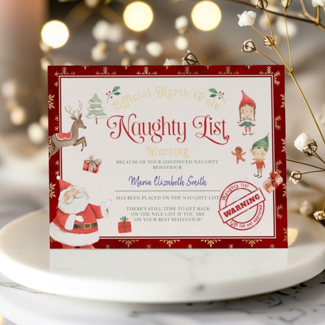 Santa's Naughty List Certificate Foil Invitation (Creator Uploaded)