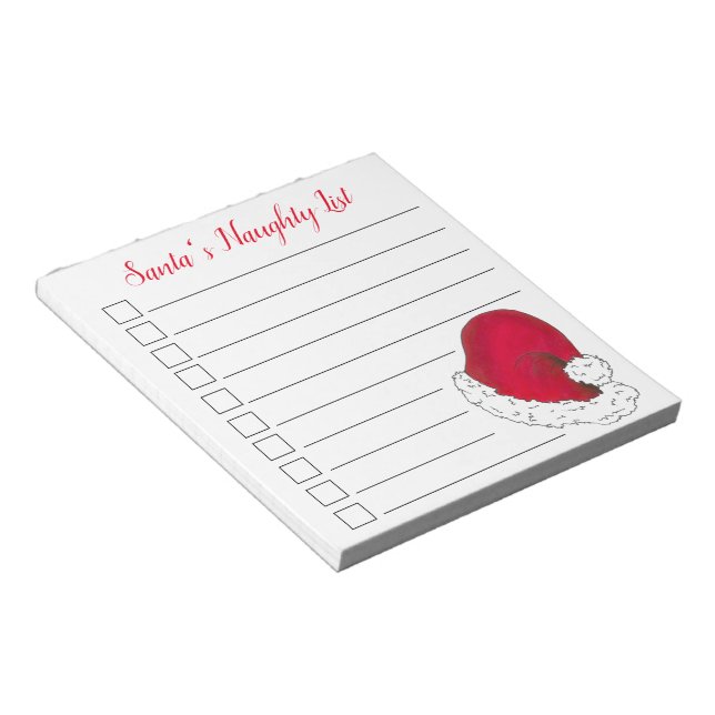 Santa's Naughty List Christmas Holiday Shopping Notepad (Angled)