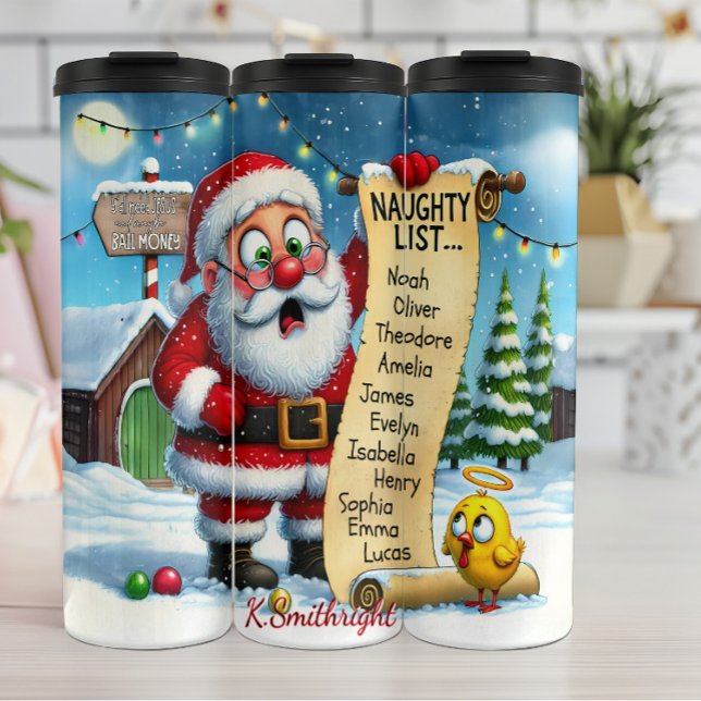 Santa's Naughty List Humour Thermal Tumbler (Creator Uploaded)