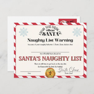 Santa's Naughty List Postcard