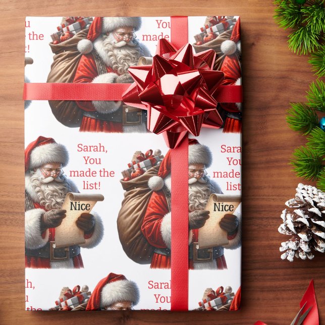Santa's Naughty & Nice List Add Name Christmas Wrapping Paper (Creator Uploaded)