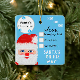 Santa's Naughty Nice List Name Ceramic Ornament