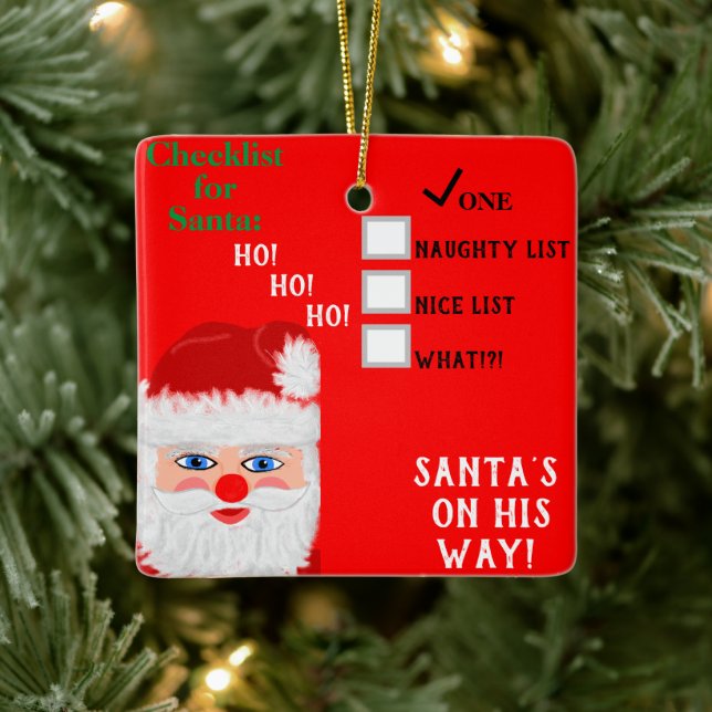 Santa's Naughty Nice List Name Ceramic Ornament (Tree)