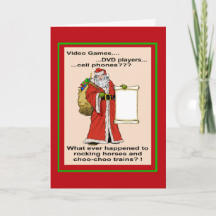 Santa's New Gift List Greetings Card