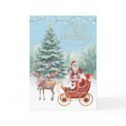 Santa's New Sleigh Faux Embroidery Merry Christmas